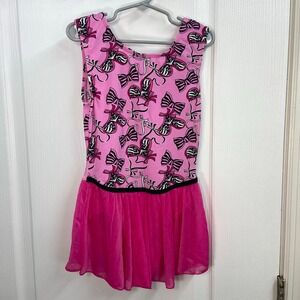 NEW Jacques Moret pink zebra print skirtall leotard dance costume skirt outfit L